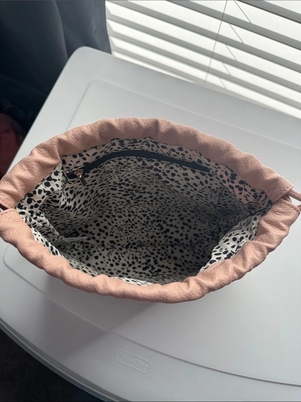 Mali +Lili Blush Pink Drawstring Bucket cosmetic bag